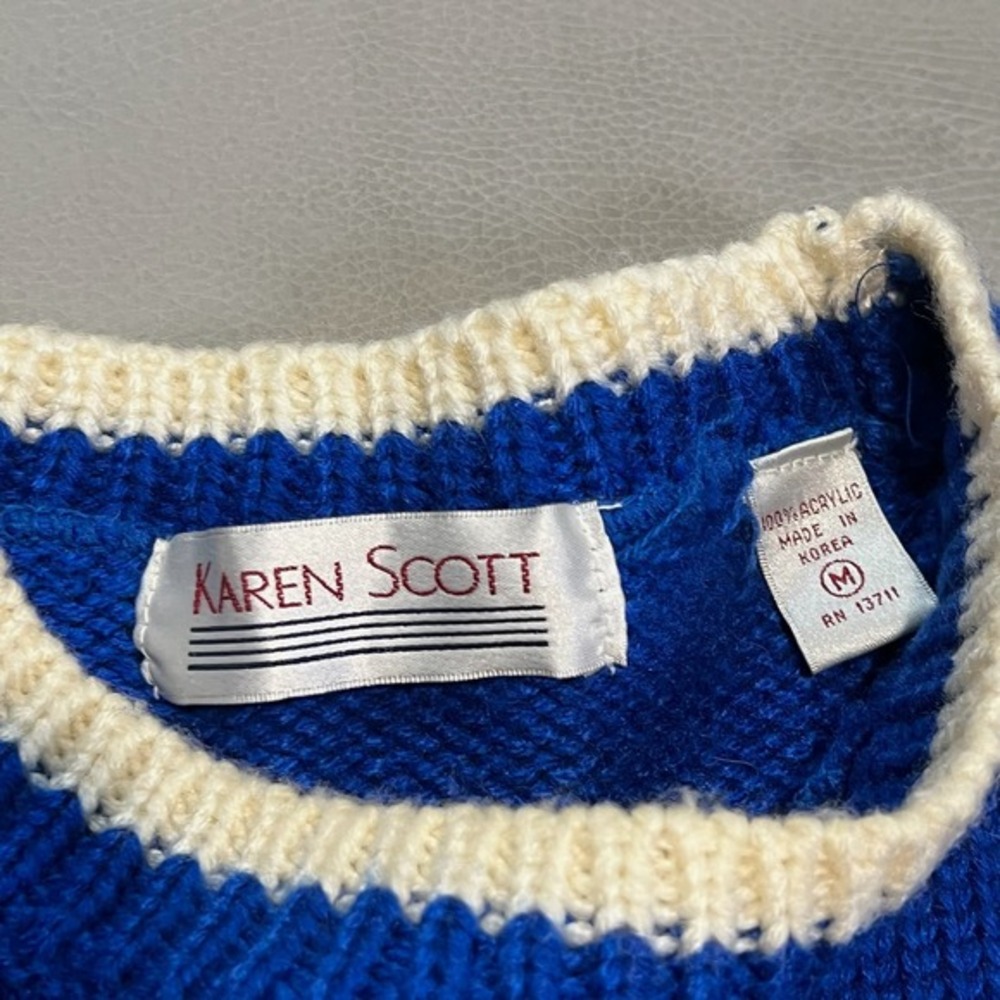 VTG 90s Y2K Women Blue Ugly Xmas Christmas Knit Sweater M Office party Snow-4348 - Picture 7 of 11